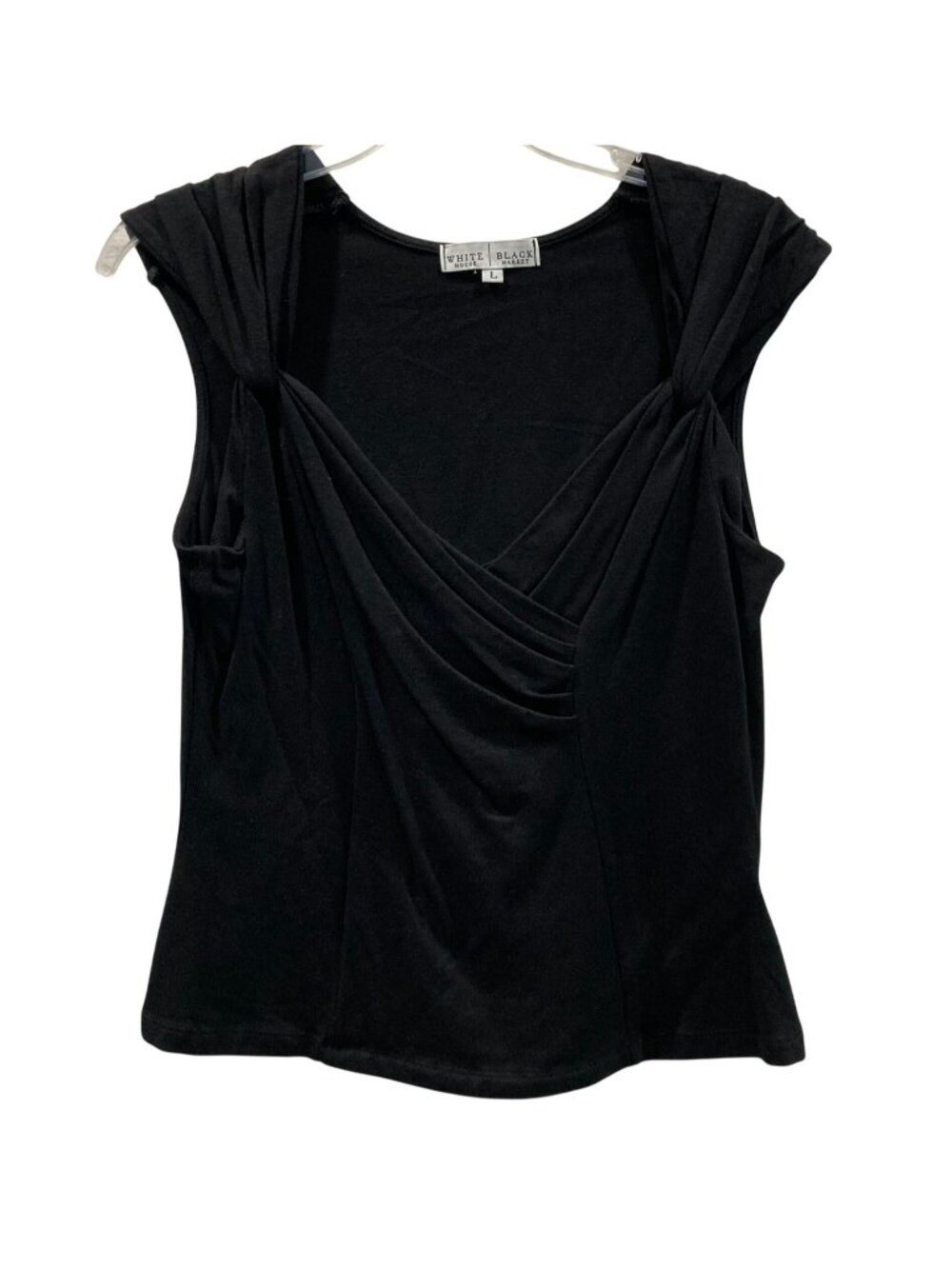 Vintage Y2K WHBM Indie Whimsygoth Tank Top L Black Pleated Casual Fairy Grunge